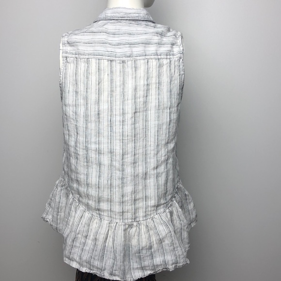 Tahari Striped Linen Peplum Sleeveless Top Size M - Picture 6 of 9